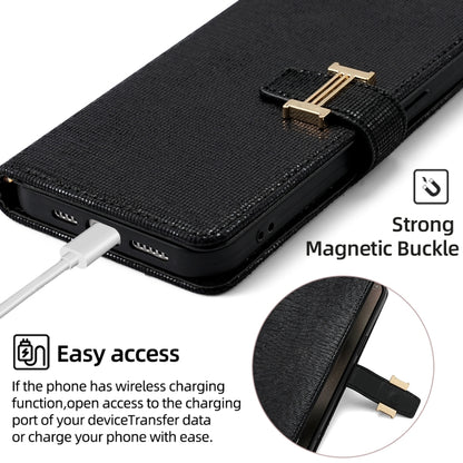 For iPhone 15 Pro Max POLA Crossbody Chain I-Shape Buckle Sequins Leather Phone Case(Black) - iPhone 15 Pro Max Cases by POLA | Online Shopping UK | buy2fix