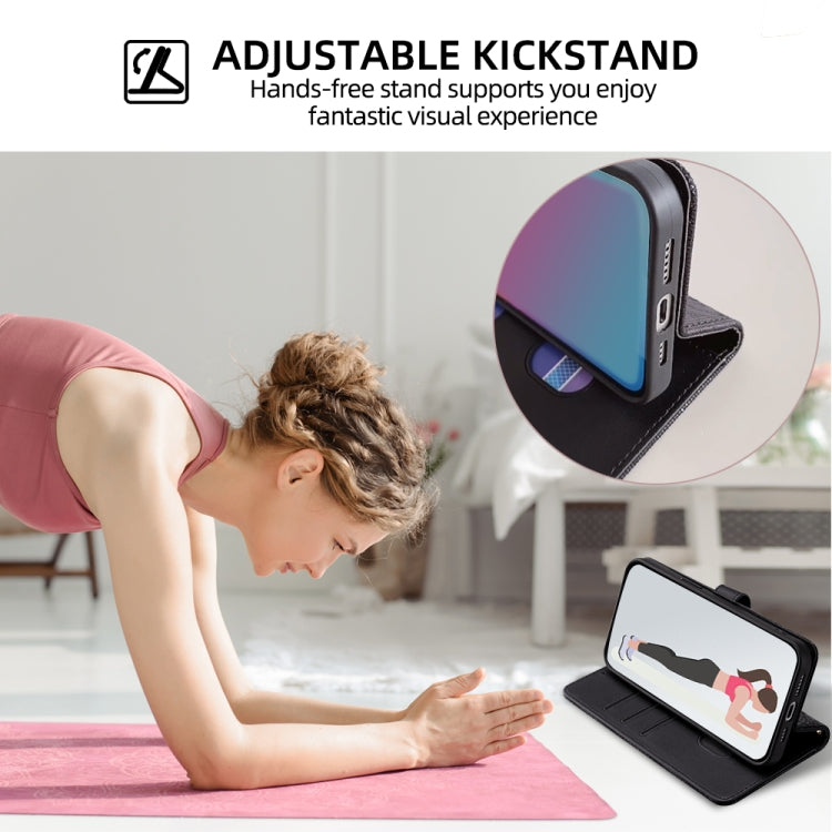 For iPhone 15 Pro POLA Crossbody Chain I-Shape Buckle Sequins Leather Phone Case(Black) - iPhone 15 Pro Cases by POLA | Online Shopping UK | buy2fix