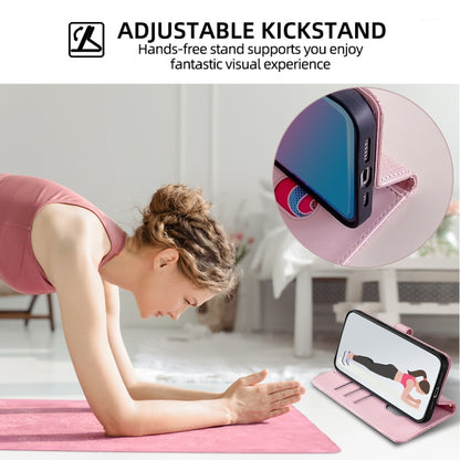 For iPhone 15 POLA Crossbody Chain I-Shape Buckle Sequins Leather Phone Case(Rose Gold) - iPhone 15 Cases by POLA | Online Shopping UK | buy2fix