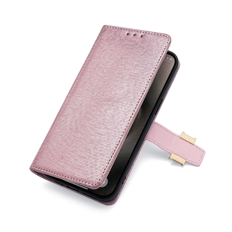 For iPhone 13 Pro Max POLA Crossbody Chain I-Shape Buckle Sequins Leather Phone Case(Rose Gold) - iPhone 13 Pro Max Cases by POLA | Online Shopping UK | buy2fix