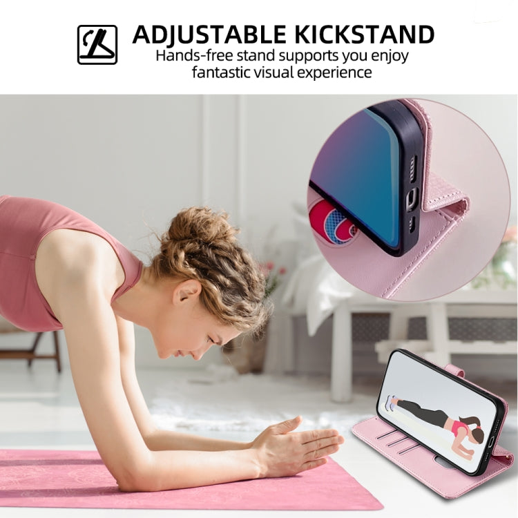 For iPhone 13 Pro Max POLA Crossbody Chain I-Shape Buckle Sequins Leather Phone Case(Rose Gold) - iPhone 13 Pro Max Cases by POLA | Online Shopping UK | buy2fix