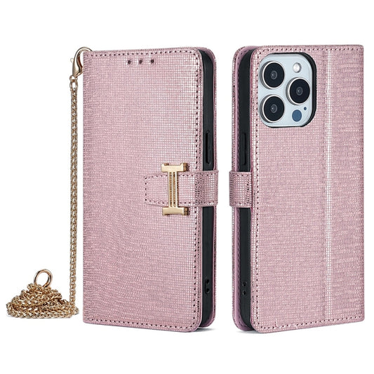 For iPhone 13 Pro POLA Crossbody Chain I-Shape Buckle Sequins Leather Phone Case(Rose Gold) - iPhone 13 Pro Cases by POLA | Online Shopping UK | buy2fix