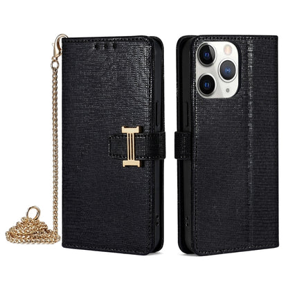 For iPhone 11 Pro Max POLA Crossbody Chain I-Shape Buckle Sequins Leather Phone Case(Black) - iPhone 11 Pro Max Cases by POLA | Online Shopping UK | buy2fix