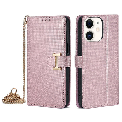 For iPhone 11 POLA Crossbody Chain I-Shape Buckle Sequins Leather Phone Case(Rose Gold) - iPhone 11 Cases by POLA | Online Shopping UK | buy2fix