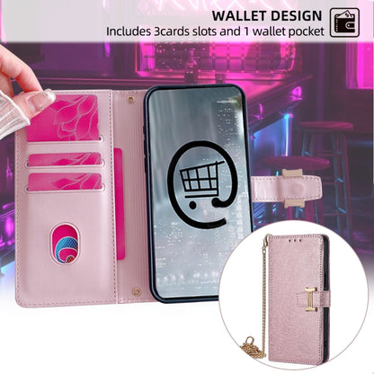 For iPhone 11 POLA Crossbody Chain I-Shape Buckle Sequins Leather Phone Case(Rose Gold) - iPhone 11 Cases by POLA | Online Shopping UK | buy2fix
