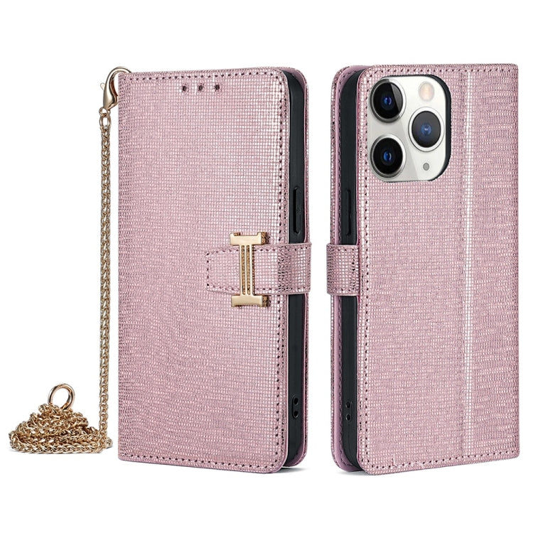 For iPhone 11 Pro POLA Crossbody Chain I-Shape Buckle Sequins Leather Phone Case(Rose Gold) - iPhone 11 Pro Cases by POLA | Online Shopping UK | buy2fix