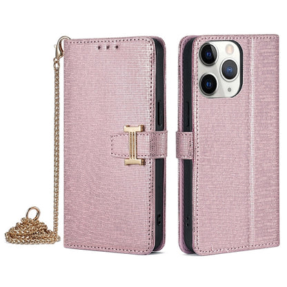 For iPhone 11 Pro POLA Crossbody Chain I-Shape Buckle Sequins Leather Phone Case(Rose Gold) - iPhone 11 Pro Cases by POLA | Online Shopping UK | buy2fix