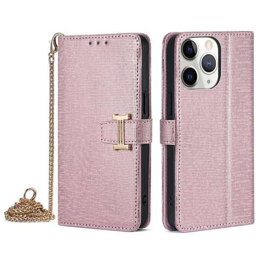 For iPhone 11 Pro POLA Crossbody Chain I-Shape Buckle Sequins Leather Phone Case(Rose Gold) - iPhone 11 Pro Cases by POLA | Online Shopping UK | buy2fix