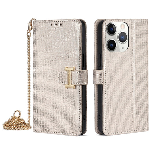 For iPhone 11 Pro POLA Crossbody Chain I-Shape Buckle Sequins Leather Phone Case(White) - iPhone 11 Pro Cases by POLA | Online Shopping UK | buy2fix
