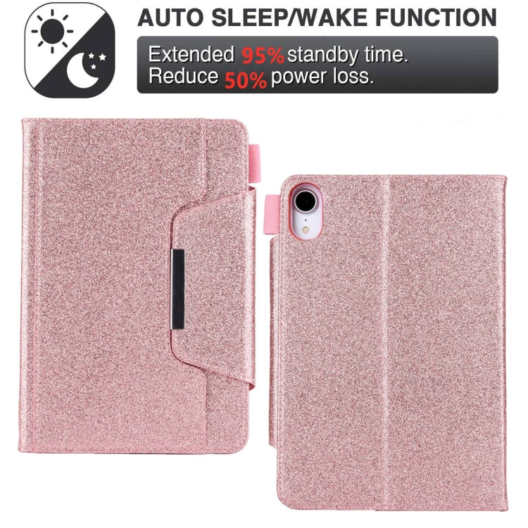 For iPad mini 6 / mini 2024 Hardware Buckle Smart Leather Tablet Case(Glitter Rose Gold) - iPad mini 2024 Cases by buy2fix | Online Shopping UK | buy2fix