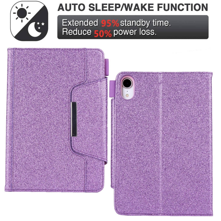 For iPad mini 6 / mini 2024 Hardware Buckle Smart Leather Tablet Case(Glitter Purple) - iPad mini 2024 Cases by buy2fix | Online Shopping UK | buy2fix