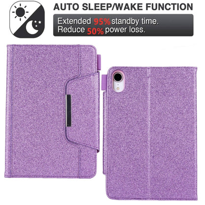 For iPad mini 6 / mini 2024 Hardware Buckle Smart Leather Tablet Case(Glitter Purple) - iPad mini 2024 Cases by buy2fix | Online Shopping UK | buy2fix