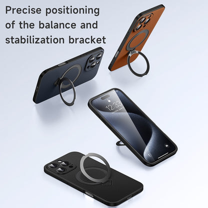 For iPhone 15 Pro SULADA Top Grain Leather MagSafe Magnetic Holder Phone Case(Black) - iPhone 15 Pro Cases by SULADA | Online Shopping UK | buy2fix