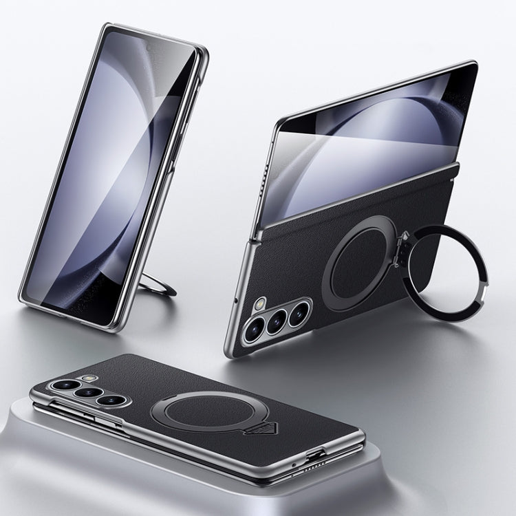 For Samsung Galaxy Z Fold 5 SULADA Top Grain Leather MagSafe Magnetic Holder Phone Case(Black) - Galaxy Z Fold5 Cases by SULADA | Online Shopping UK | buy2fix