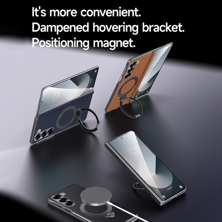 For Samsung Galaxy Z Fold 5 SULADA Top Grain Leather MagSafe Magnetic Holder Phone Case(Blue) - Galaxy Z Fold5 Cases by SULADA | Online Shopping UK | buy2fix