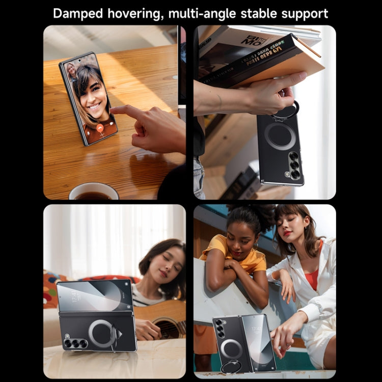 For Samsung Galaxy Z Fold 5 SULADA Top Grain Leather MagSafe Magnetic Holder Phone Case(Blue) - Galaxy Z Fold5 Cases by SULADA | Online Shopping UK | buy2fix