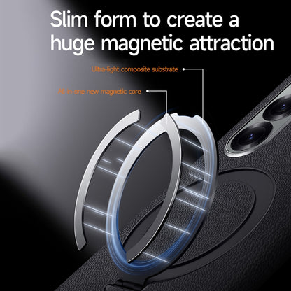 For Samsung Galaxy Z Fold 5 SULADA Top Grain Leather MagSafe Magnetic Holder Phone Case(Black) - Galaxy Z Fold5 Cases by SULADA | Online Shopping UK | buy2fix