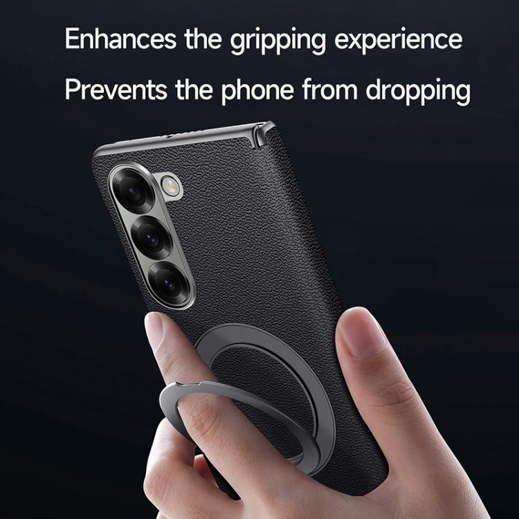 For Samsung Galaxy Z Fold 5 SULADA Top Grain Leather MagSafe Magnetic Holder Phone Case(Black) - Galaxy Z Fold5 Cases by SULADA | Online Shopping UK | buy2fix