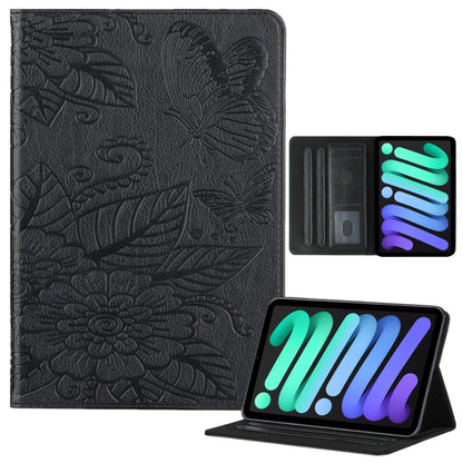 For iPad mini 6 / mini 2024 Butterfly Love Flower Embossed Leather Smart Tablet Case(Black) - iPad mini 2024 Cases by buy2fix | Online Shopping UK | buy2fix