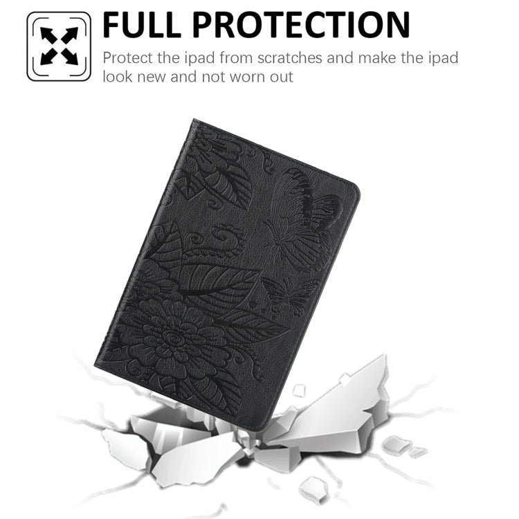 For iPad mini 6 / mini 2024 Butterfly Love Flower Embossed Leather Smart Tablet Case(Black) - iPad mini 2024 Cases by buy2fix | Online Shopping UK | buy2fix