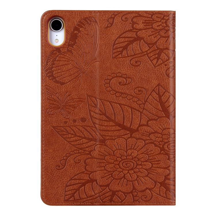 For iPad mini 6 / mini 2024 Butterfly Love Flower Embossed Leather Smart Tablet Case(Brown) - iPad mini 2024 Cases by buy2fix | Online Shopping UK | buy2fix