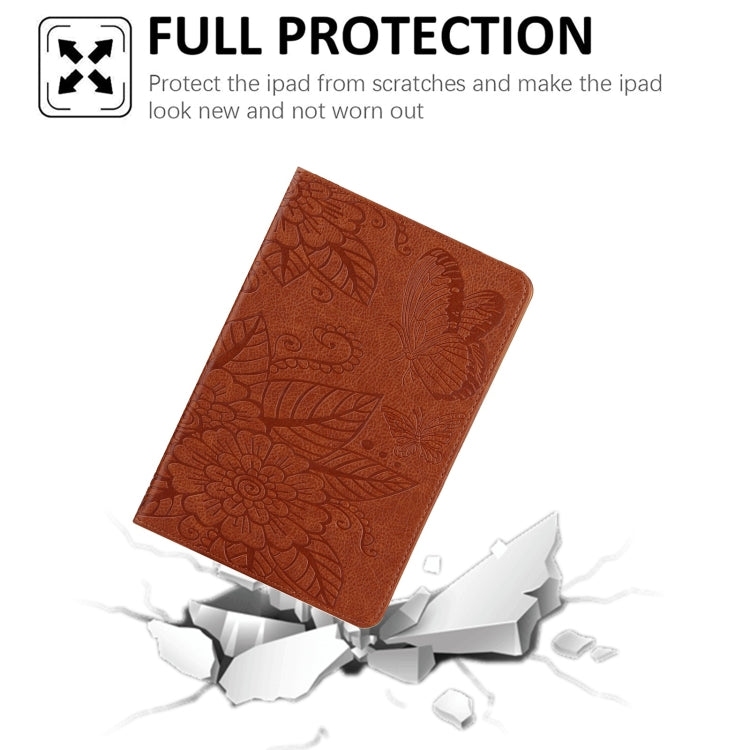 For iPad mini 6 / mini 2024 Butterfly Love Flower Embossed Leather Smart Tablet Case(Brown) - iPad mini 2024 Cases by buy2fix | Online Shopping UK | buy2fix
