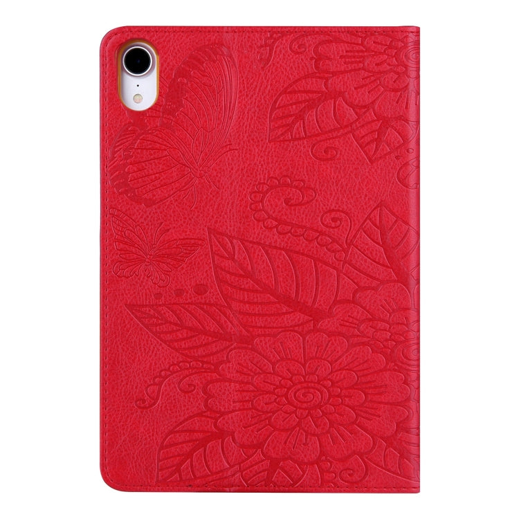 For iPad mini 6 / mini 2024 Butterfly Love Flower Embossed Leather Smart Tablet Case(Red) - iPad mini 2024 Cases by buy2fix | Online Shopping UK | buy2fix