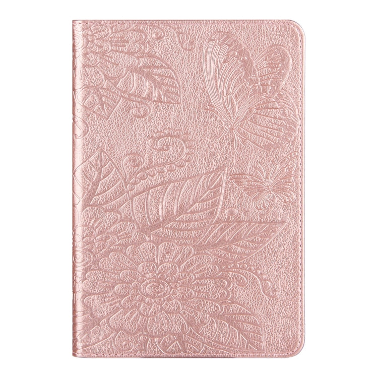 For iPad mini 6 / mini 2024 Butterfly Love Flower Embossed Leather Smart Tablet Case(Rose Gold) - iPad mini 2024 Cases by buy2fix | Online Shopping UK | buy2fix