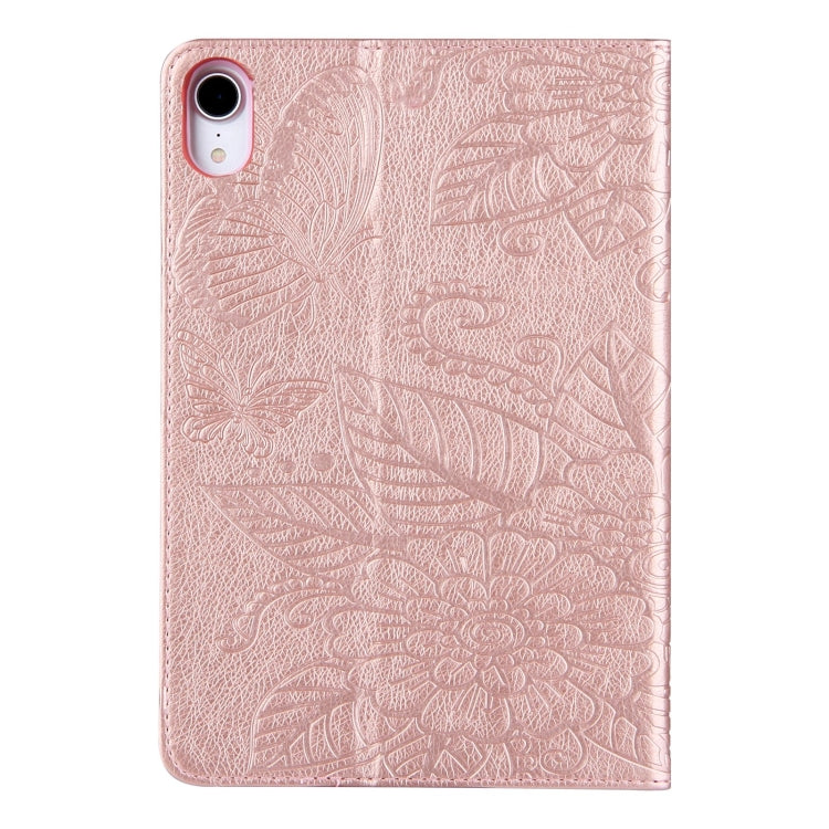 For iPad mini 6 / mini 2024 Butterfly Love Flower Embossed Leather Smart Tablet Case(Rose Gold) - iPad mini 2024 Cases by buy2fix | Online Shopping UK | buy2fix