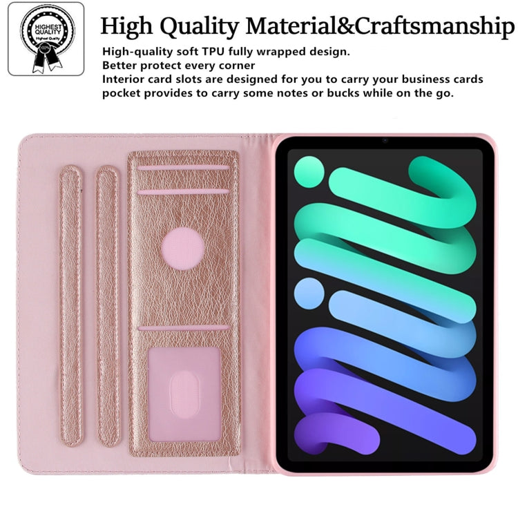For iPad mini 6 / mini 2024 Butterfly Love Flower Embossed Leather Smart Tablet Case(Rose Gold) - iPad mini 2024 Cases by buy2fix | Online Shopping UK | buy2fix