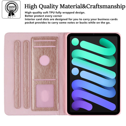 For iPad mini 6 / mini 2024 Butterfly Love Flower Embossed Leather Smart Tablet Case(Rose Gold) - iPad mini 2024 Cases by buy2fix | Online Shopping UK | buy2fix