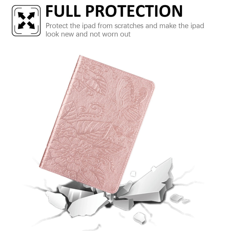 For iPad mini 6 / mini 2024 Butterfly Love Flower Embossed Leather Smart Tablet Case(Rose Gold) - iPad mini 2024 Cases by buy2fix | Online Shopping UK | buy2fix