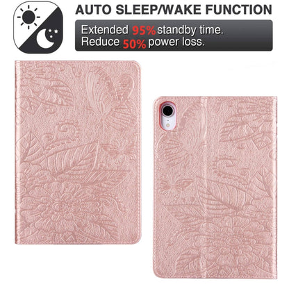 For iPad mini 6 / mini 2024 Butterfly Love Flower Embossed Leather Smart Tablet Case(Rose Gold) - iPad mini 2024 Cases by buy2fix | Online Shopping UK | buy2fix