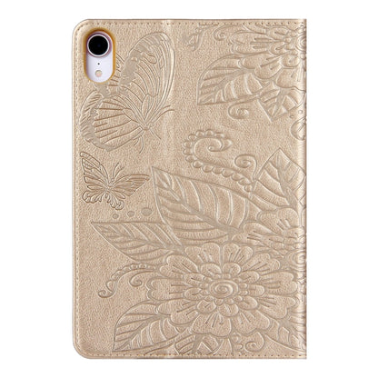 For iPad mini 6 / mini 2024 Butterfly Love Flower Embossed Leather Smart Tablet Case(Gold) - iPad mini 2024 Cases by buy2fix | Online Shopping UK | buy2fix
