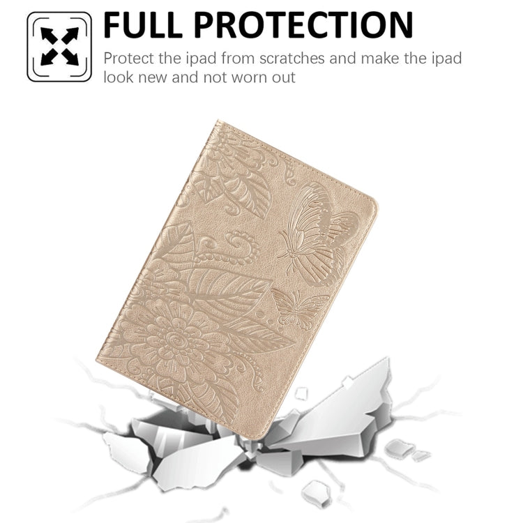 For iPad mini 6 / mini 2024 Butterfly Love Flower Embossed Leather Smart Tablet Case(Gold) - iPad mini 2024 Cases by buy2fix | Online Shopping UK | buy2fix