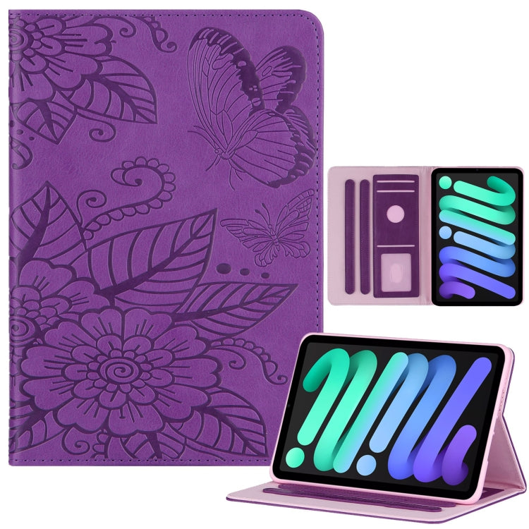 For iPad mini 6 / mini 2024 Butterfly Love Flower Embossed Leather Smart Tablet Case(Purple) - iPad mini 2024 Cases by buy2fix | Online Shopping UK | buy2fix
