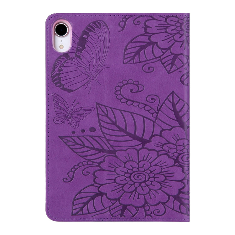 For iPad mini 6 / mini 2024 Butterfly Love Flower Embossed Leather Smart Tablet Case(Purple) - iPad mini 2024 Cases by buy2fix | Online Shopping UK | buy2fix