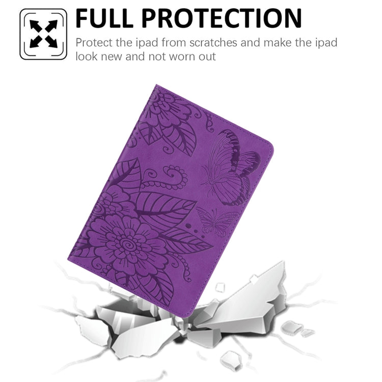 For iPad mini 6 / mini 2024 Butterfly Love Flower Embossed Leather Smart Tablet Case(Purple) - iPad mini 2024 Cases by buy2fix | Online Shopping UK | buy2fix