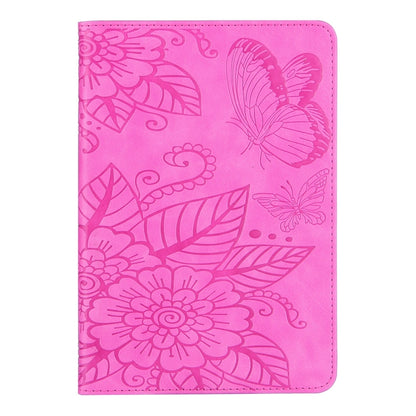 For iPad mini 6 / mini 2024 Butterfly Love Flower Embossed Leather Smart Tablet Case(Rose Red) - iPad mini 2024 Cases by buy2fix | Online Shopping UK | buy2fix