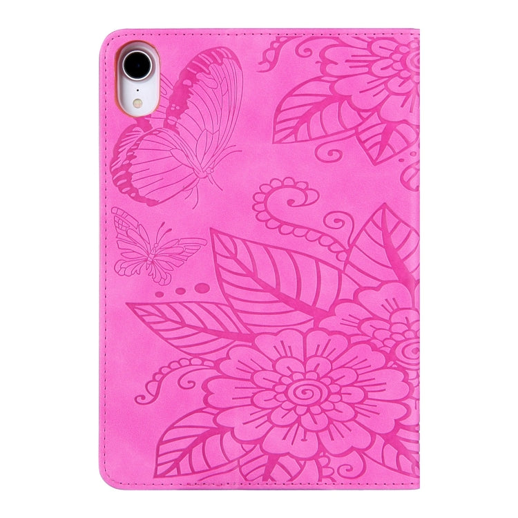 For iPad mini 6 / mini 2024 Butterfly Love Flower Embossed Leather Smart Tablet Case(Rose Red) - iPad mini 2024 Cases by buy2fix | Online Shopping UK | buy2fix