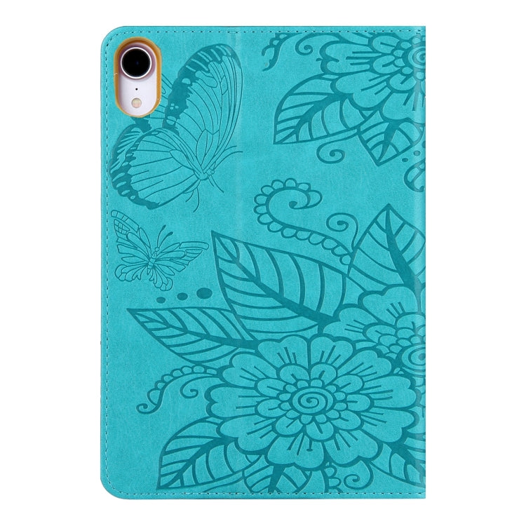 For iPad mini 6 / mini 2024 Butterfly Love Flower Embossed Leather Smart Tablet Case(Blue) - iPad mini 2024 Cases by buy2fix | Online Shopping UK | buy2fix