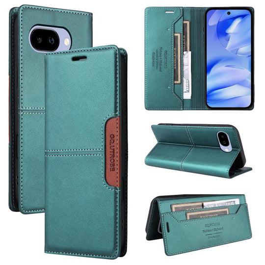 For Google Pixel 9a GQUTROBE G01 RFID Anti-theft Leather Phone Case(Green)