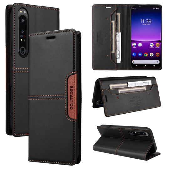 For Sony Xperia 1 IV GQUTROBE G01 RFID Anti-theft Leather Phone Case(Black)