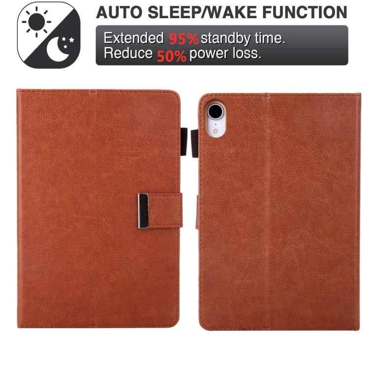 For iPad mini 6 / mini 2024 Hardware Buckle Deformation Holder Smart Leather Tablet Case(Brown) - iPad mini 2024 Cases by buy2fix | Online Shopping UK | buy2fix