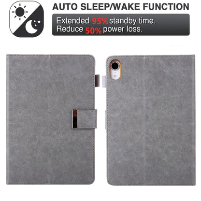 For iPad mini 6 / mini 2024 Hardware Buckle Deformation Holder Smart Leather Tablet Case(Grey) - iPad mini 2024 Cases by buy2fix | Online Shopping UK | buy2fix