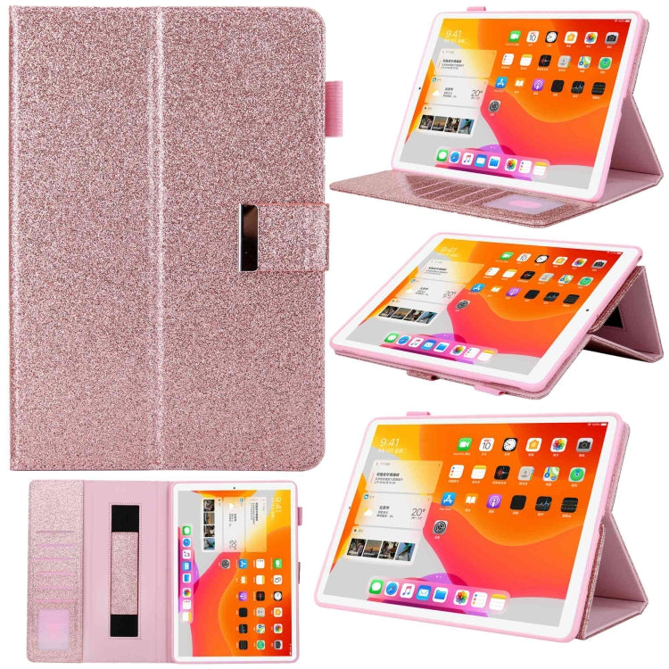 For iPad mini 6 / mini 2024 Hardware Buckle Deformation Holder Smart Leather Tablet Case(Glitter Rose Gold) - iPad mini 2024 Cases by buy2fix | Online Shopping UK | buy2fix
