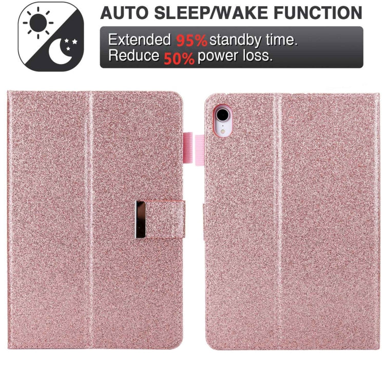For iPad mini 6 / mini 2024 Hardware Buckle Deformation Holder Smart Leather Tablet Case(Glitter Rose Gold) - iPad mini 2024 Cases by buy2fix | Online Shopping UK | buy2fix
