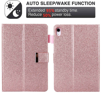 For iPad mini 6 / mini 2024 Hardware Buckle Deformation Holder Smart Leather Tablet Case(Glitter Rose Gold) - iPad mini 2024 Cases by buy2fix | Online Shopping UK | buy2fix