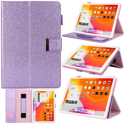 For iPad mini 6 / mini 2024 Hardware Buckle Deformation Holder Smart Leather Tablet Case(Glitter Purple) - iPad mini 2024 Cases by buy2fix | Online Shopping UK | buy2fix