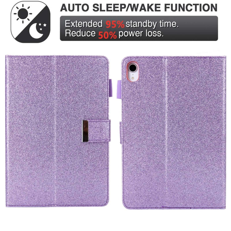 For iPad mini 6 / mini 2024 Hardware Buckle Deformation Holder Smart Leather Tablet Case(Glitter Purple) - iPad mini 2024 Cases by buy2fix | Online Shopping UK | buy2fix